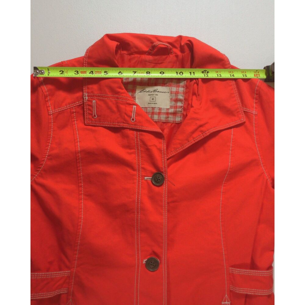 Eddie Bauer Red Rain Jacket M Lightweight Utility Trench Coat Outdoor Preppy - Picture 5 of 8